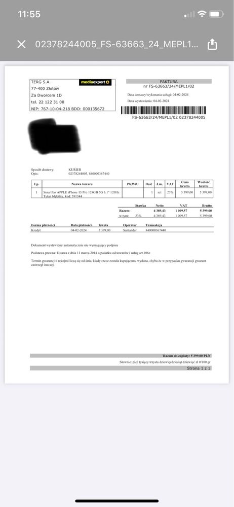 Iphone 15 PRO 128 GB Gwarancja Super Stan Bez blokad Mega zestaw