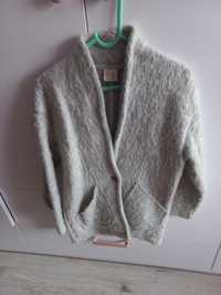 Kożuszek Zara 122 dziewczynka szary płaszczyk przejściowy kardigan