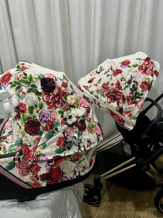 Коляска Cybex Priam Platinum Spring Blossom 2 в 1, Сайбекс Пріам
