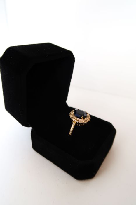 Złoty Pierścionek z Szafirem Syntetycznym | 16 | Próba Złota 585