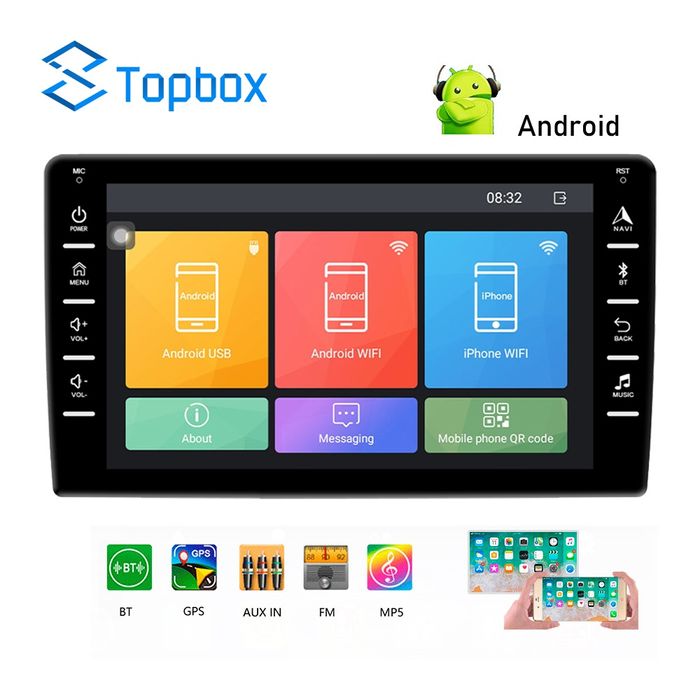 Rádio android 8 polegadas WiFi GPS Bluetooth FM MirrorLink Novo