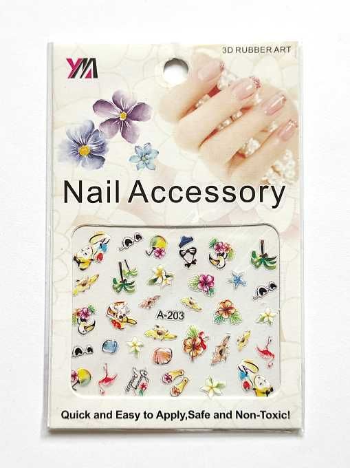 Naklejki na paznokcie YM Nail Accessory A-203 Kwiaty Lato Wakacje