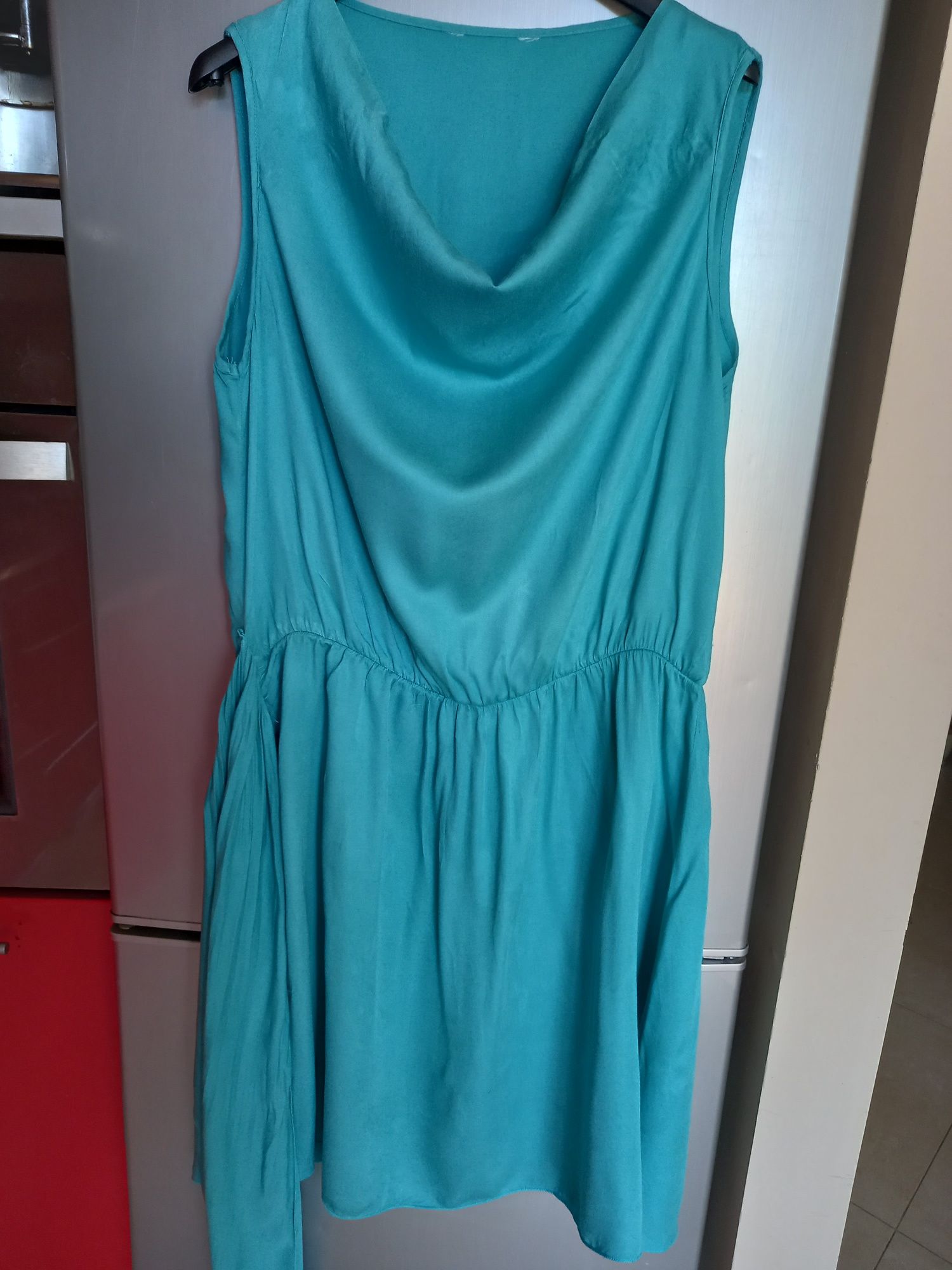 Sukienka lazurowa niebieska wiązana 42 lato Jak Nowa