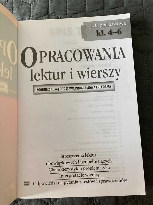 Opracowania lektur i wierszy - szkoła podstawowa kl.4-6