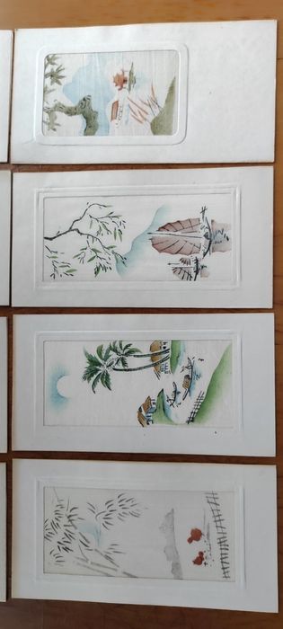 Вьетнамские открытки на шёлке