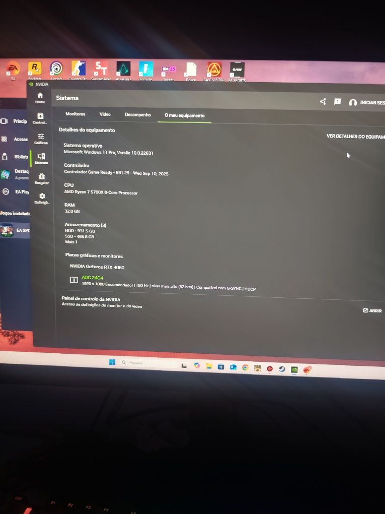 PC com ryzen 7 5700X e uma 4060 oc