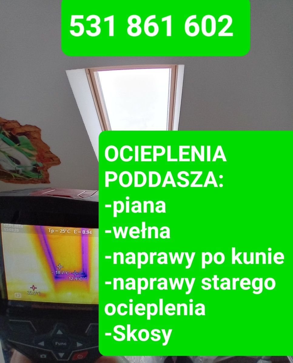 Ocieplenia poddasza wełna piana naprawy po kunie