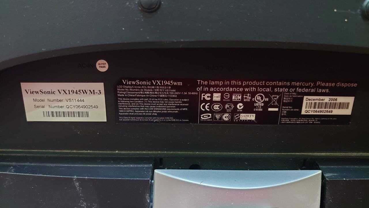 Монітор 19'' viewsonic vx1945wm-3