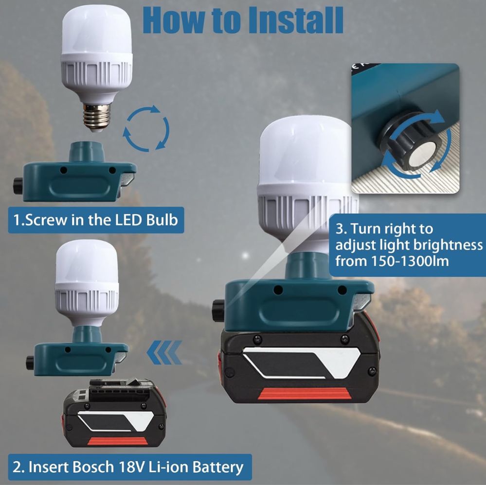 Lampa akumulatorowa pod akumulator Bosch 18V