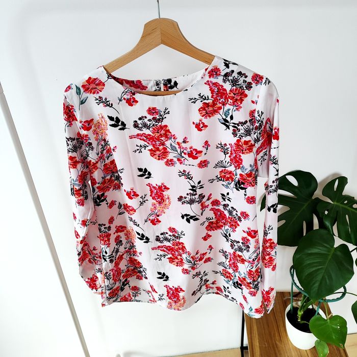 Bluzka koszula biała w kwiaty 40 L Greenpoint elegancka floral