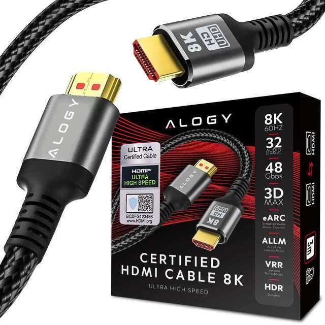 Nowy Kabel Alogy Certified Hdmi cable 8K HDMI - HDMI 2 m