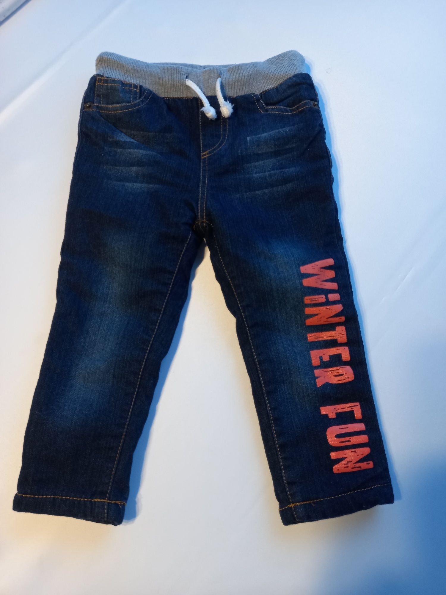 Spodnie chłopięce jeansowe ocieplane r. 92