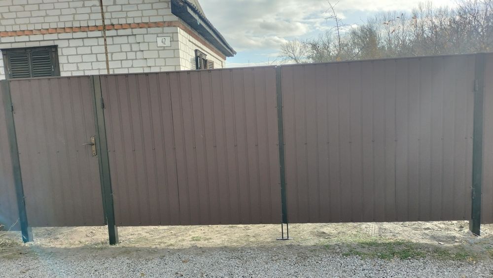 Забор из профнастила 3Д установка ворота калитки навесы