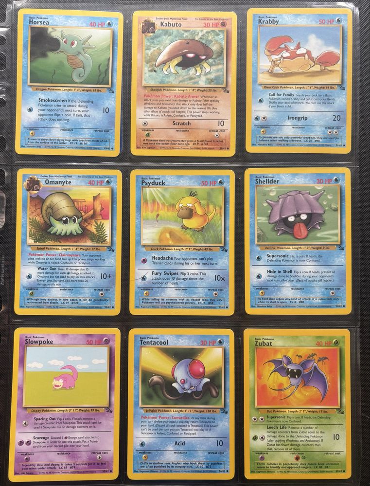 Cartas Pokemon Fossil ingles