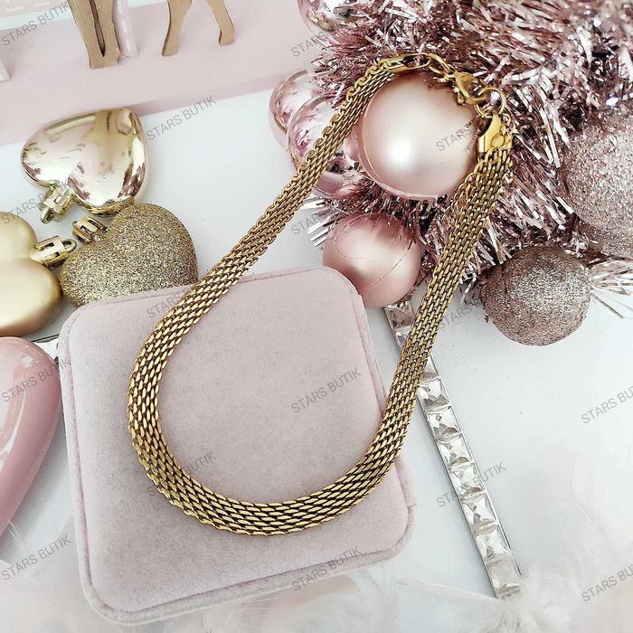 Szeroki łańcuszek choker pleciony stal chirurgiczna 316L unikat