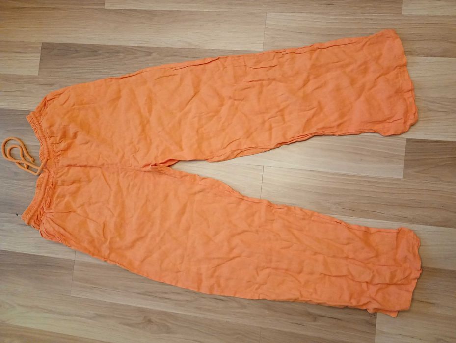 Lniane spodnie pomarańczowe