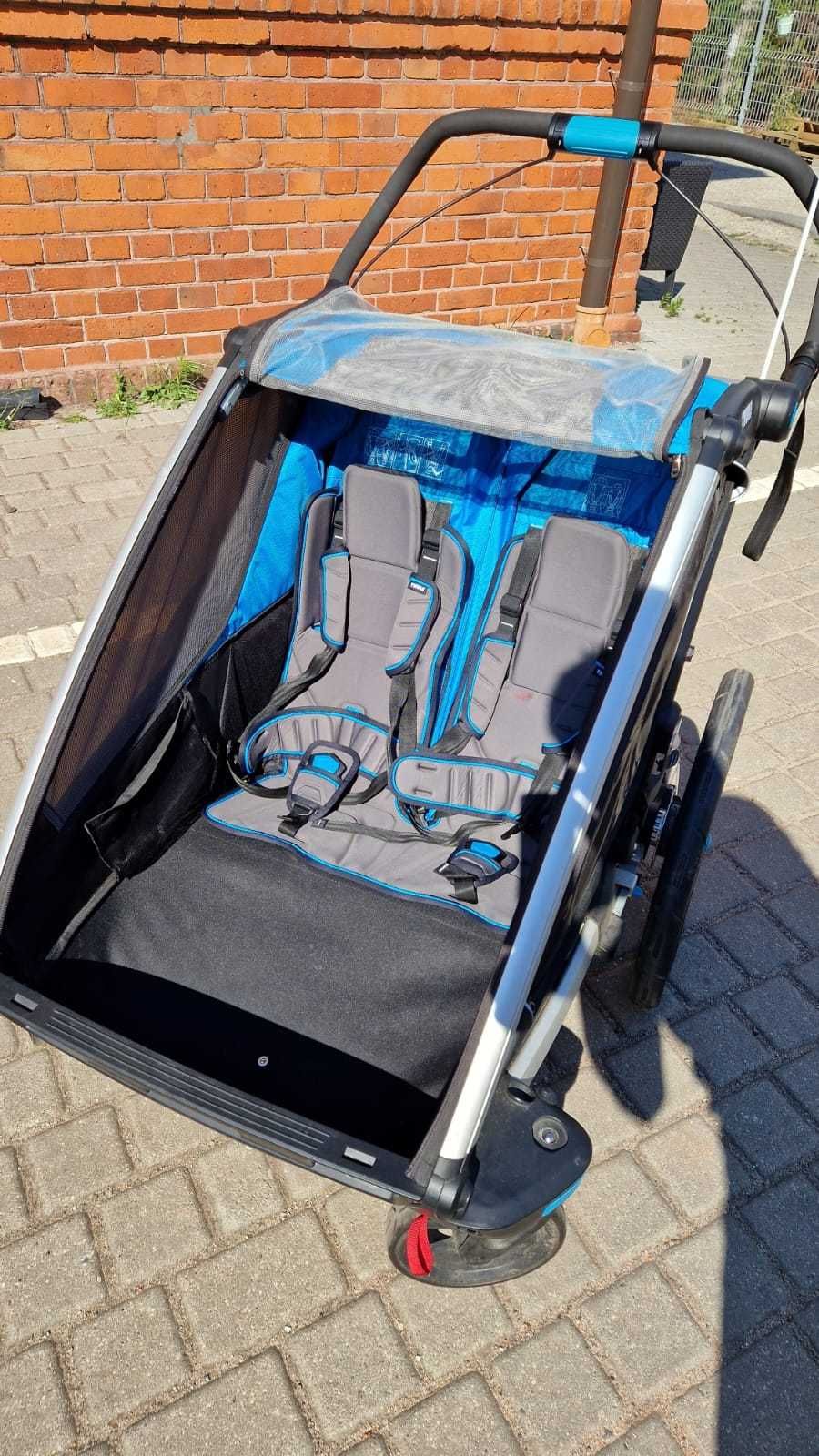 Przyczepka rowerowa Thule Chariot Sport 2  z zestawem nart - stan BDB