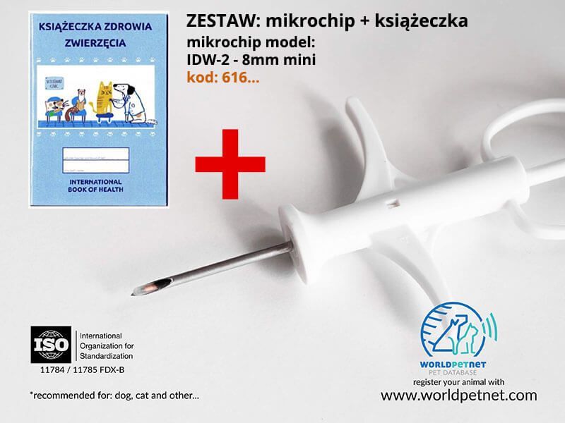 Mikroczip IDW-2 616 + książeczka zdrowia zwierzęcia - zestaw