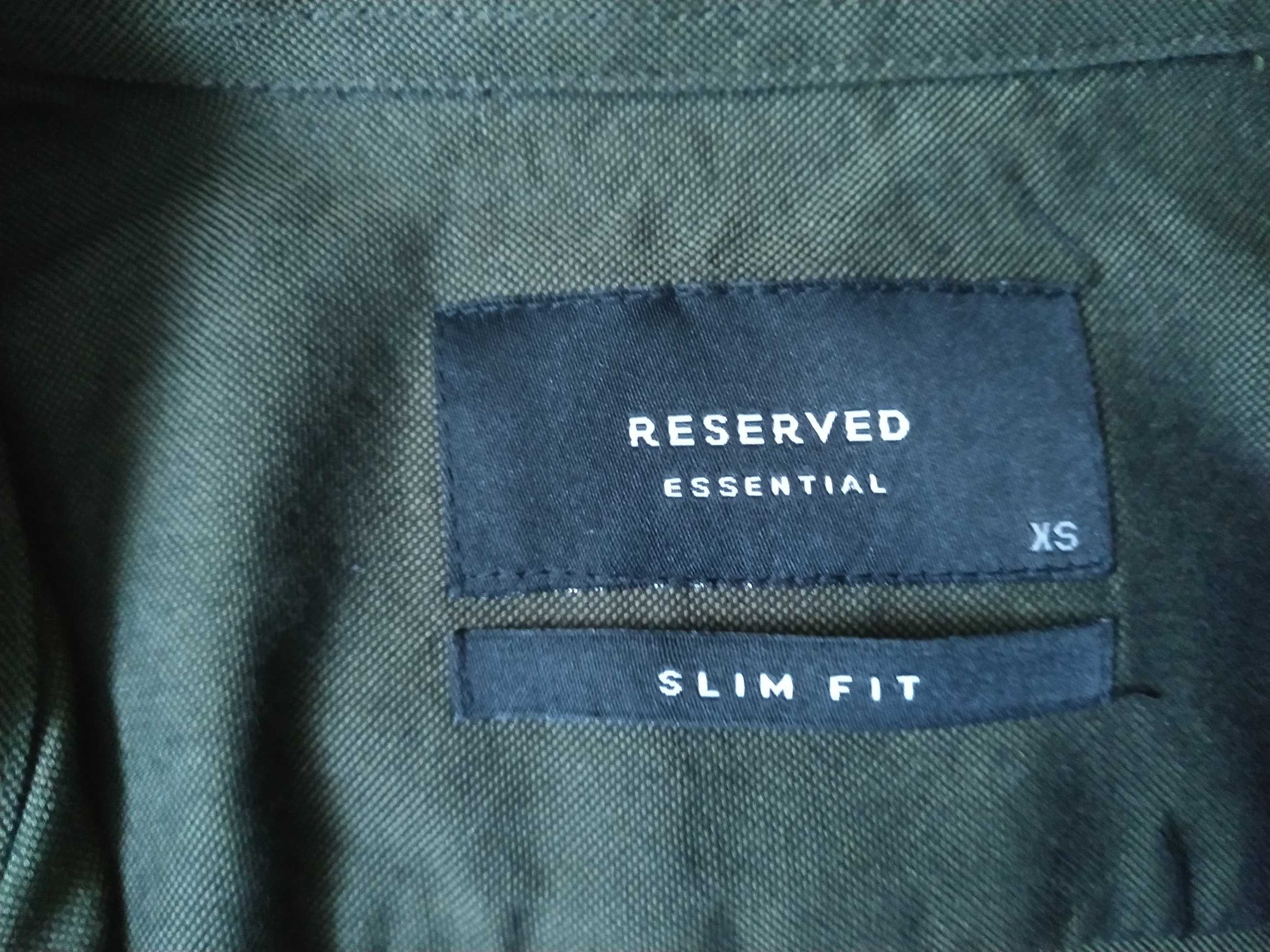 Khaki Koszula z Długim Rękawem Męska Reserved XS Slim Fit 100% Bawełna