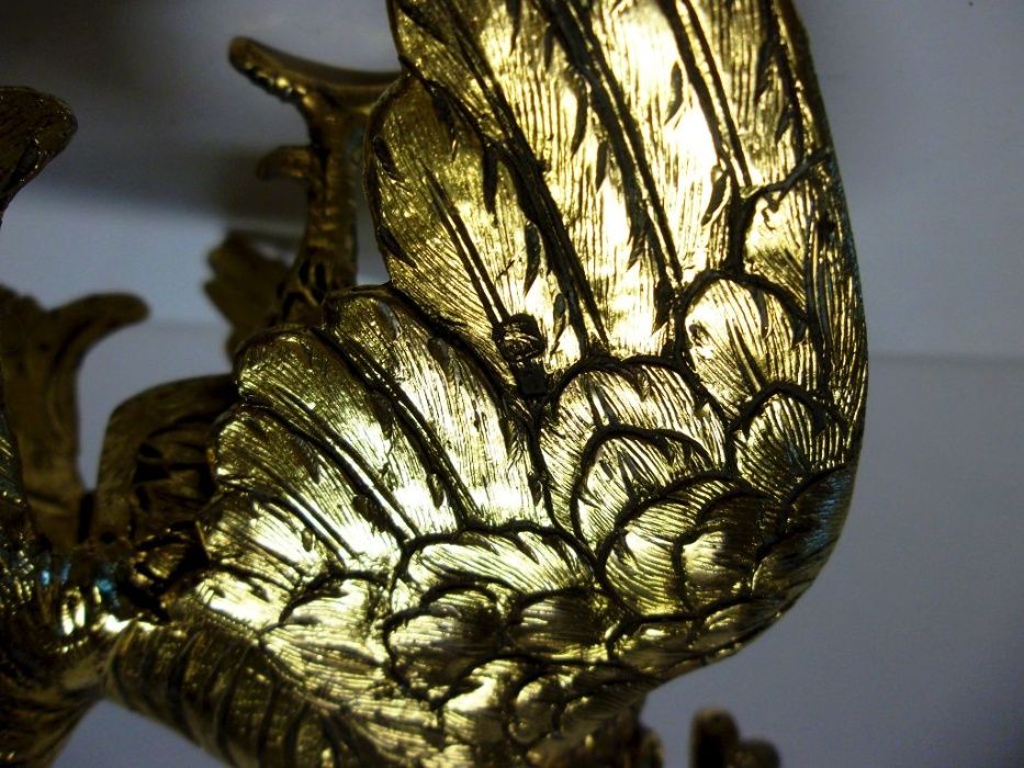 2 fantástico elaborados galos de luta em prata portuguesa dourada