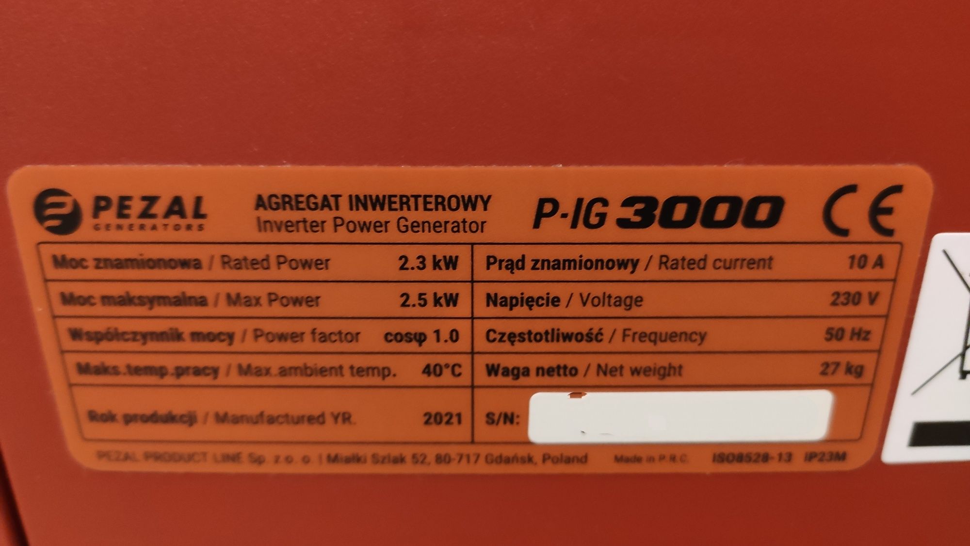 Agregat prądotwórczy inwerterowy Pezal P-IG 3000