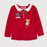 H&M r.110/116 bluzka świąteczna, czerwona bluzeczka z długim rękawem.
