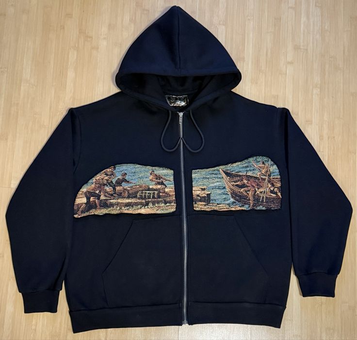 Bluza na zamek z gobelinowa aplikacja - Handmade