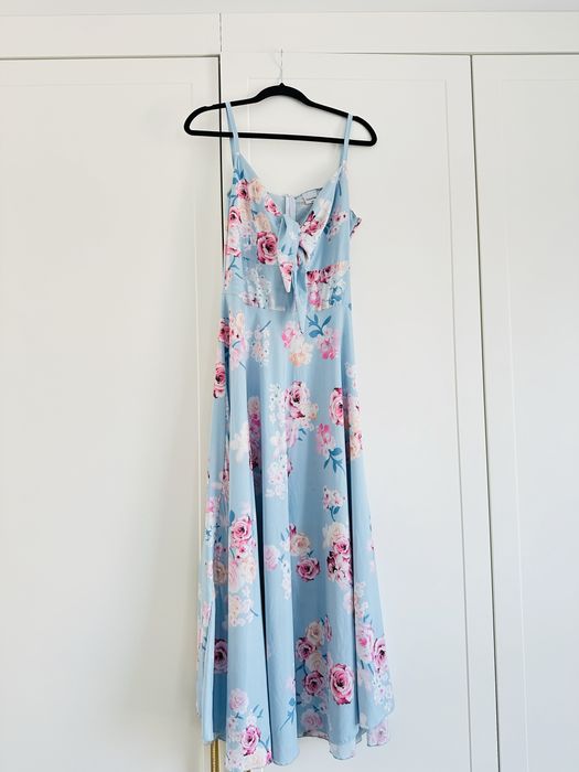 Śliczna niebieska kwiatowa sukienka Pakuten S/M Nowa