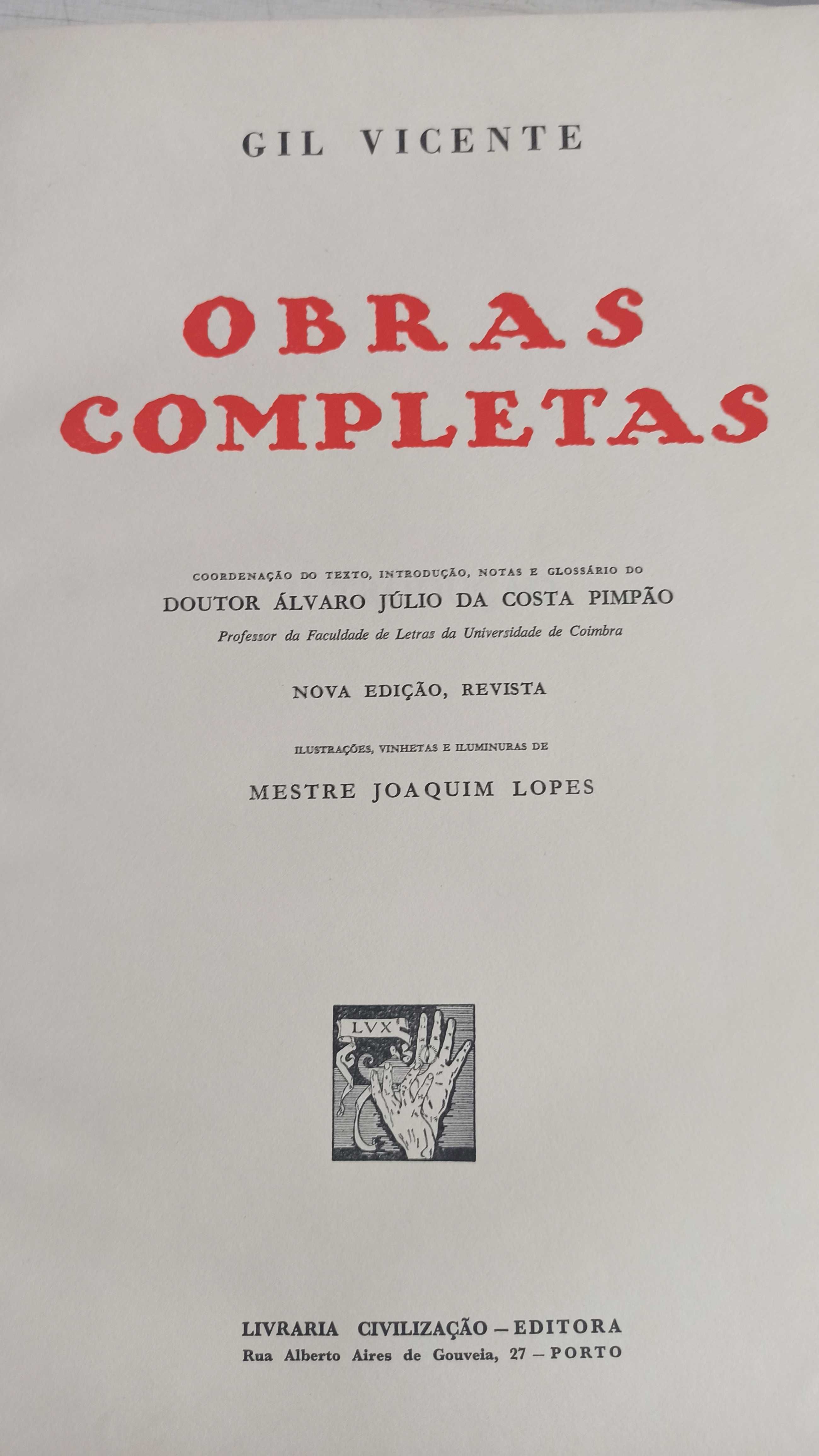 Livro “Obras Completas de Gil Vicente”