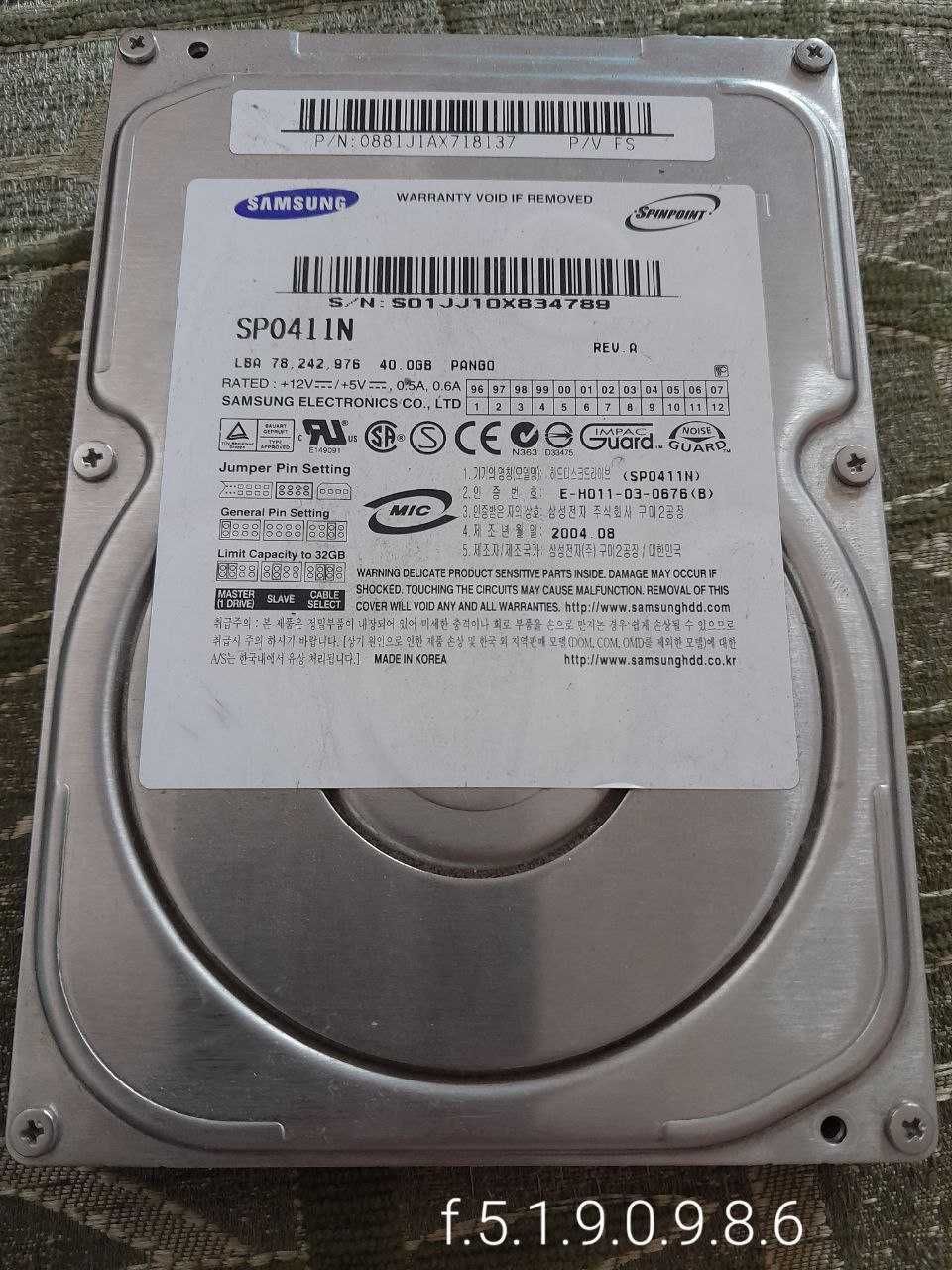 Жесткий диск Samsung sp0411n 3.5 40gb ide