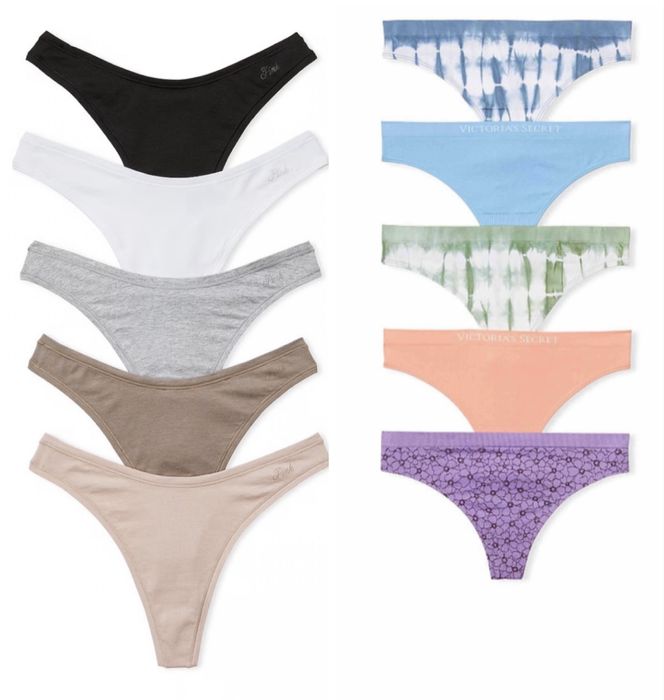 Victorias Secret XS S М L Набор 5 7 трусики трусы стринги Pink подарок