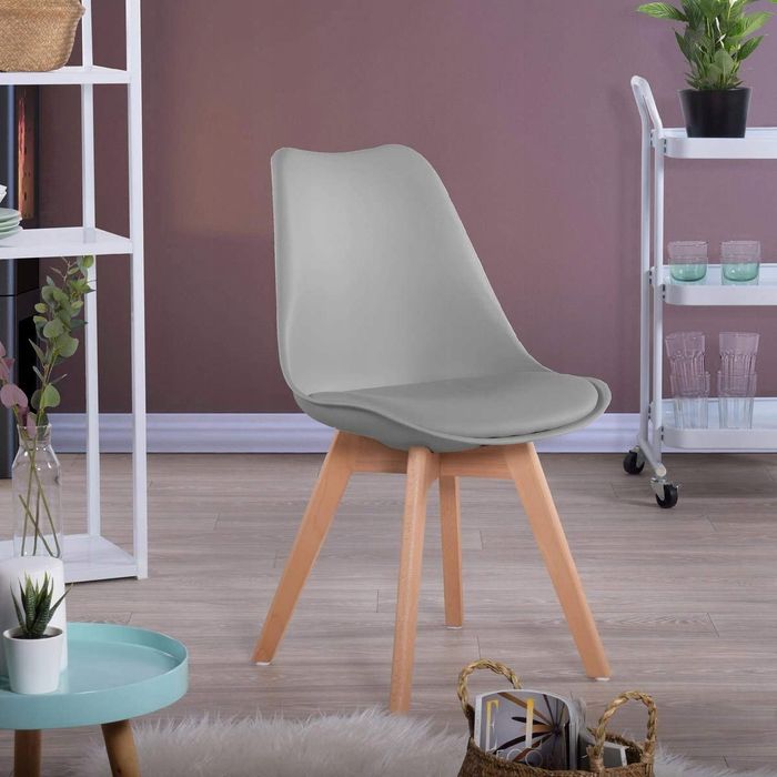 Stół fi80 white+4xkrzesło Montivaro Szare
