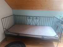 Łòżko IKEA Meldal metalowe czarne 90/200 + stelaż+ materac gratis