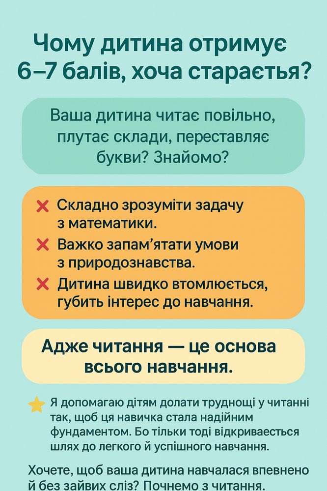 Репетитор 1-4 клас.Курс зі швидкочитання, допомога у навчанні 2-4 клас
