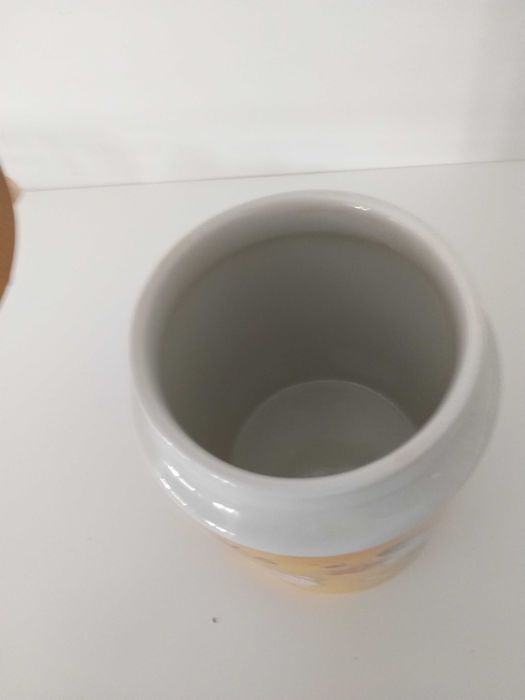 pote armazenamento - funky farm - porcelana e madeira
