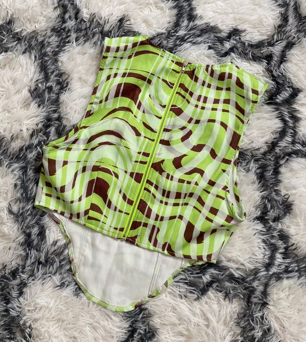 Корсет топ prettylittlething салатовий/шоколад