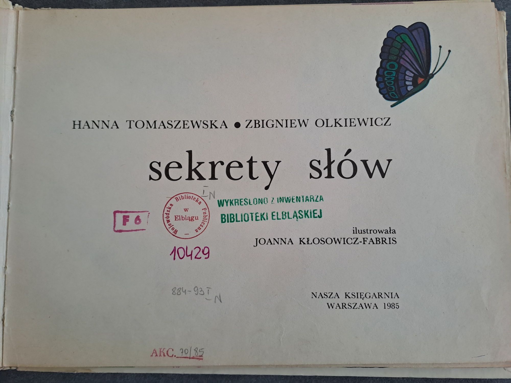 Sekrety Słów Hanna Tomaszewska Z. Olkiewicz 1985 Nasza Księgarnia