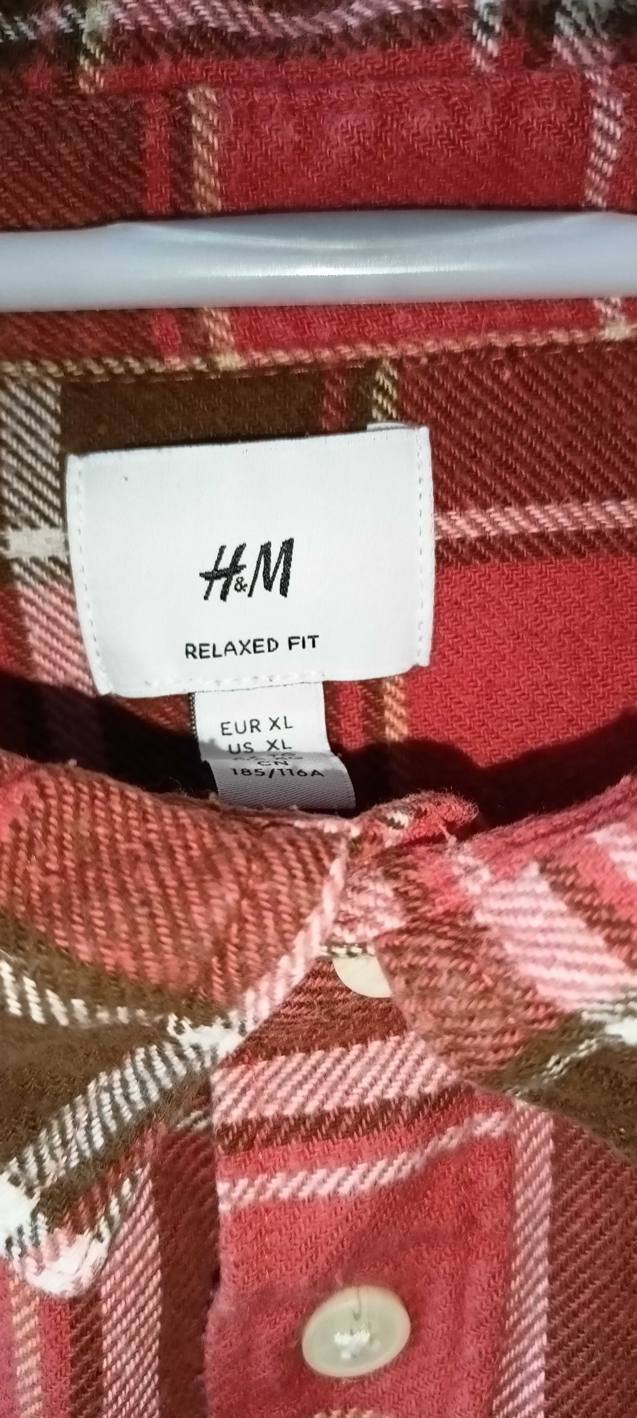 Koszula Flanelowa w kratę H&M 100% Bawełna Relaxed Fit