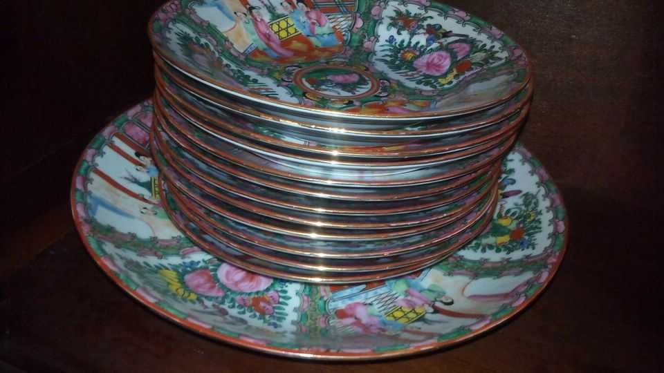 Serviço Jantar, Chá, Café 155 peças, decoração Mandarim (XIX)-SEM USO