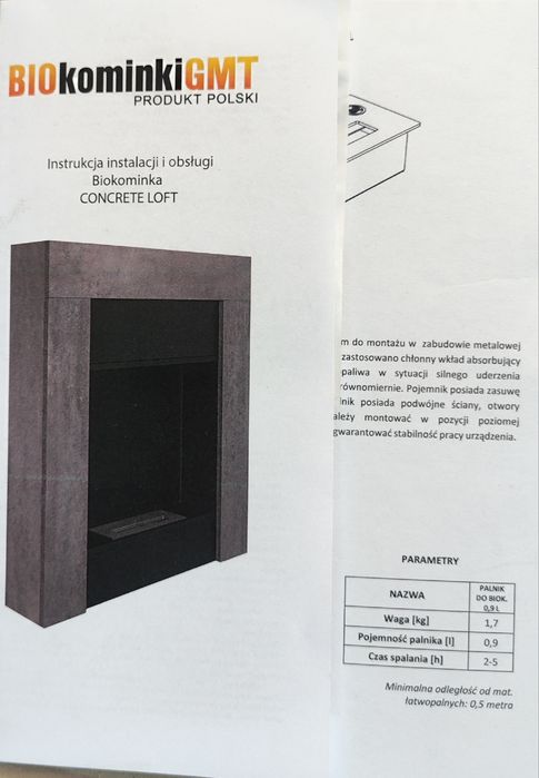 Biokominek Kominek Concrete Loft NOWY Bio kominek