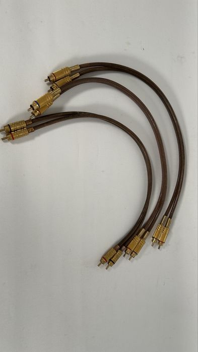 Três Cabos audio HIFI banhados a ouro vintage