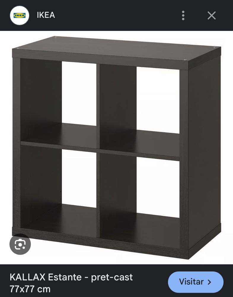 2 Kallax 4 cubos (1 preta e 1 branca) 77x77cm 15€ cada