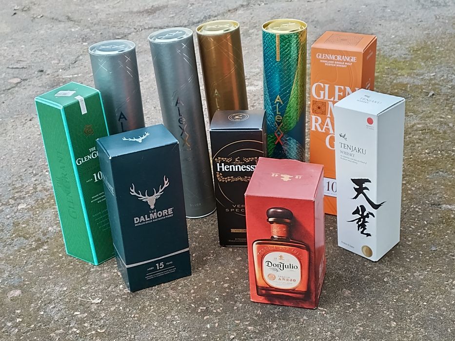 Коробки от коньяка текилы виски Hennessy, Glenmorangie и др
