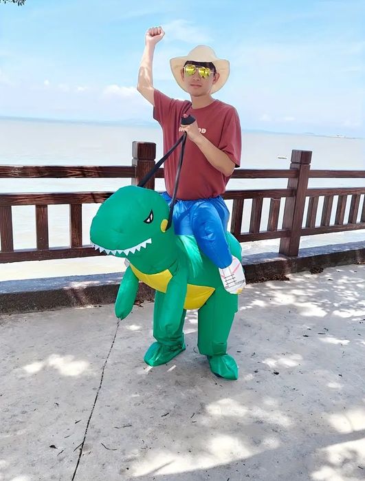 Надувний костюм динозавра дорослий. Реквізит. Косплей. Хелловін. Пранк