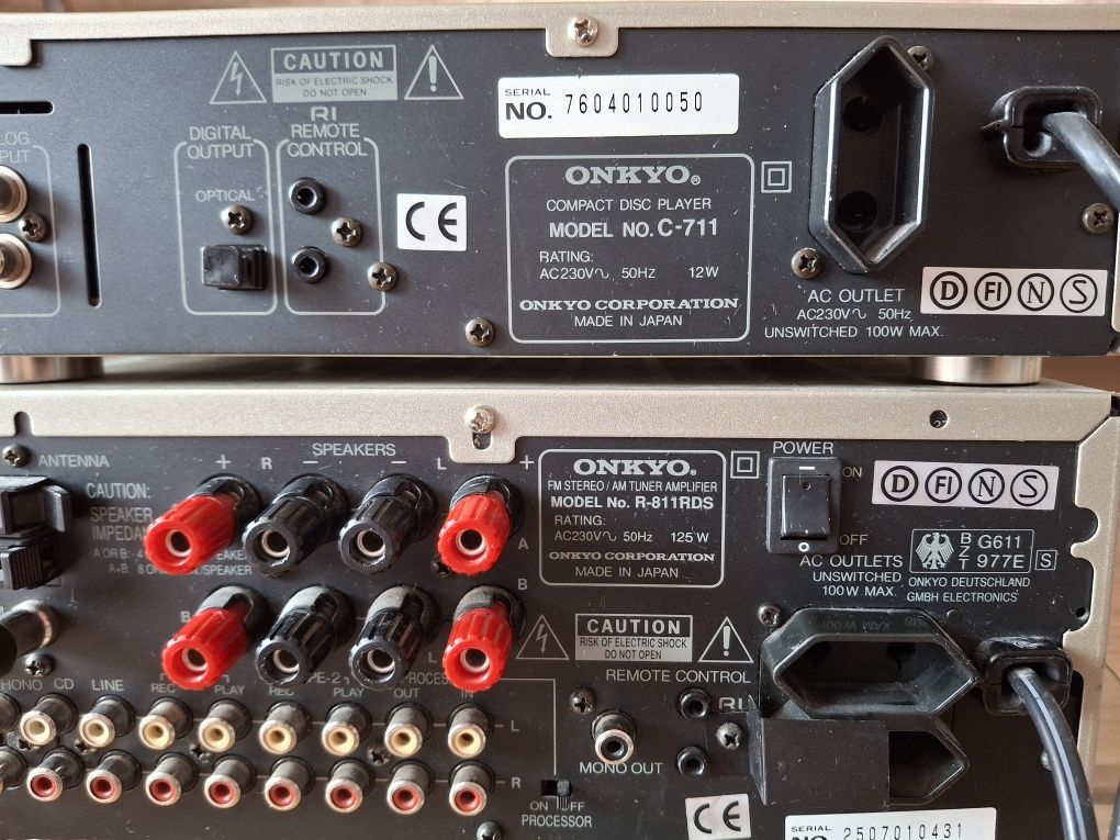 Amplituner Onkyo R- 811RDS CD C-711,, wyjście na subwoofer,org. pilot!