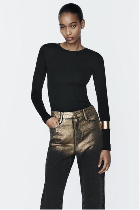 Zara джинси з напиленням золота