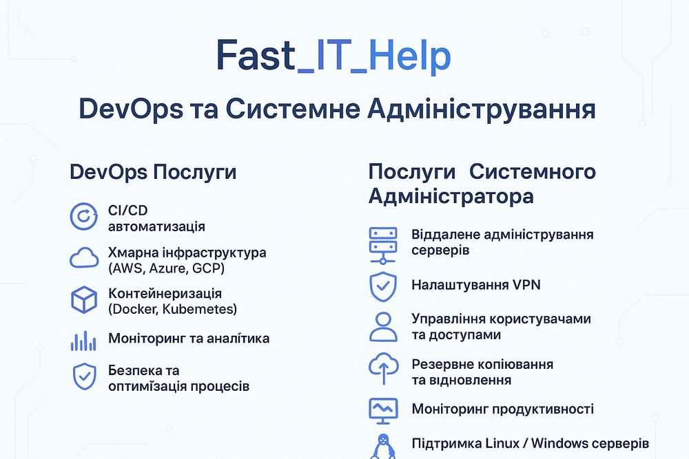 IT-послуги: Налаштування ПК, мереж, серверів. Віддалено