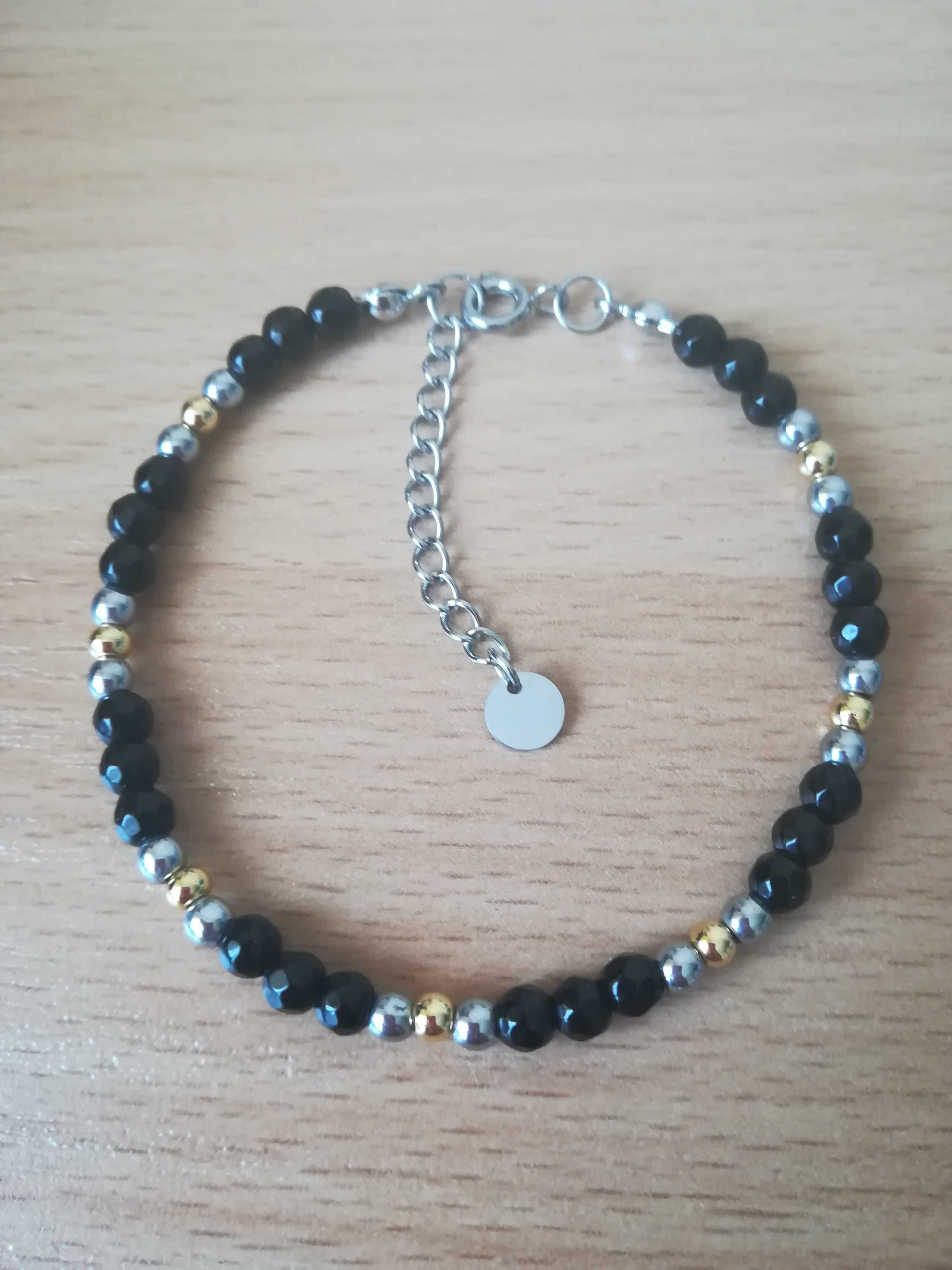Kamień naturalny Onyks Hematyt Stal 18cm