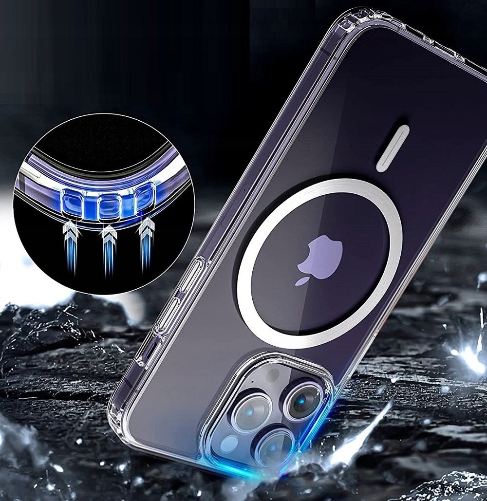 Etui Do iPhone 14 Pro Max Clear Case +Szkło 9H WZMACNIANE do MAGSAFE