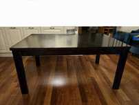 Drewniany brązowy stół jadalny, rozkładany 160/230 x 95, Lissy